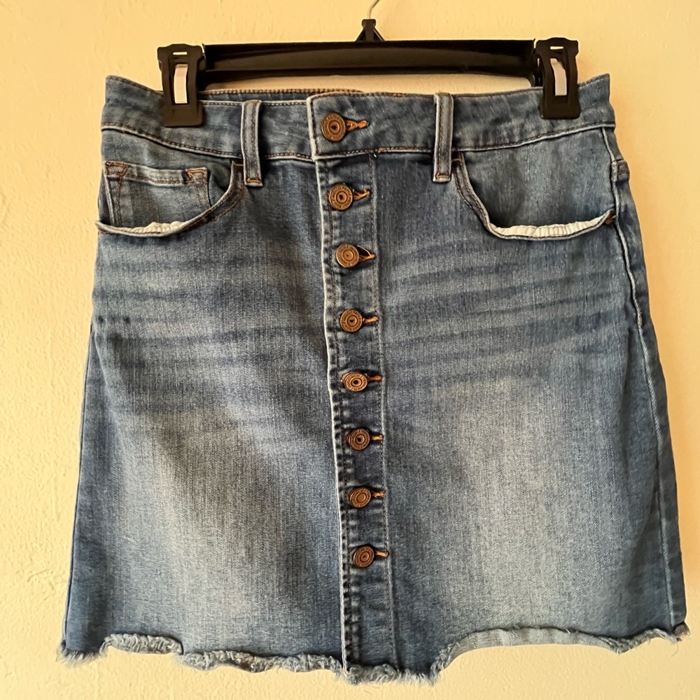 Indigo Rein size 5 button down denim stretch skirt
